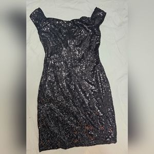 Rare London size 8 black off-the-shoulder Sequin dress